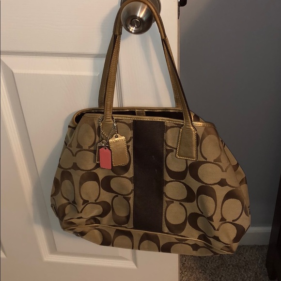 Coach Handbags - Coach brown & gold purse pocketbook bag